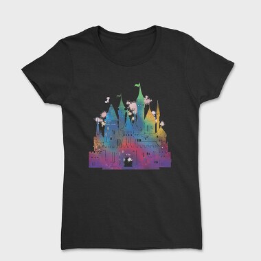 Colorful Gradient Castle Watercolor, Tricou Femei
