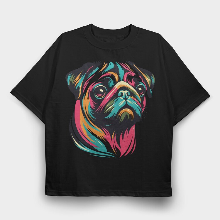Pop Art Pug Dog, Tricou Oversize Barbati (Unisex)
