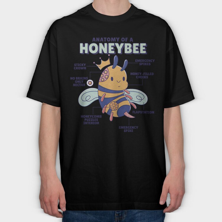 Bee Anatomy, Tricou Oversize Barbati (Unisex)