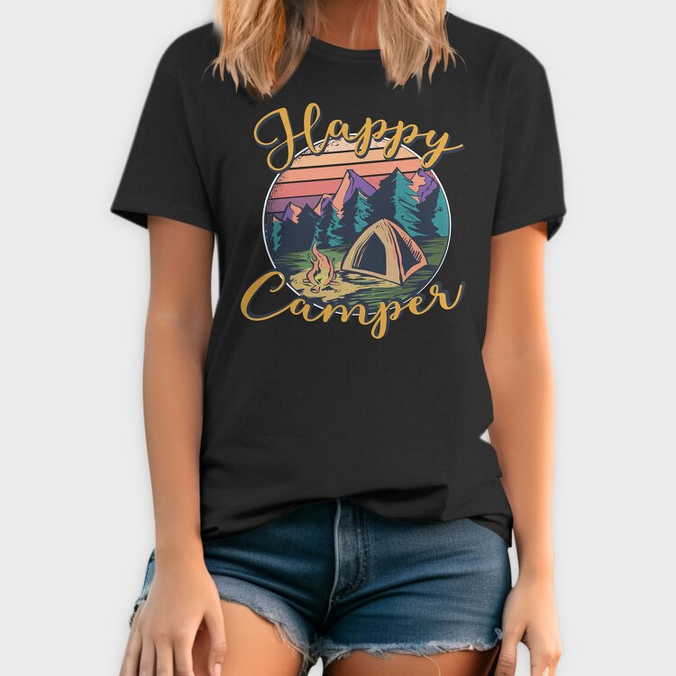 Happy Camper Lettering Only Request, Tricou Barbati (Unisex)