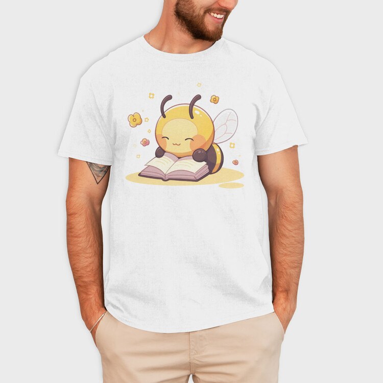 Bee Reading Cute, Tricou Barbati (Unisex)