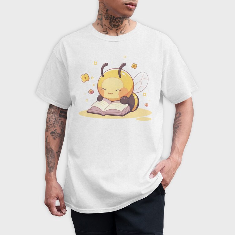 Bee Reading Cute, Tricou Barbati (Unisex)