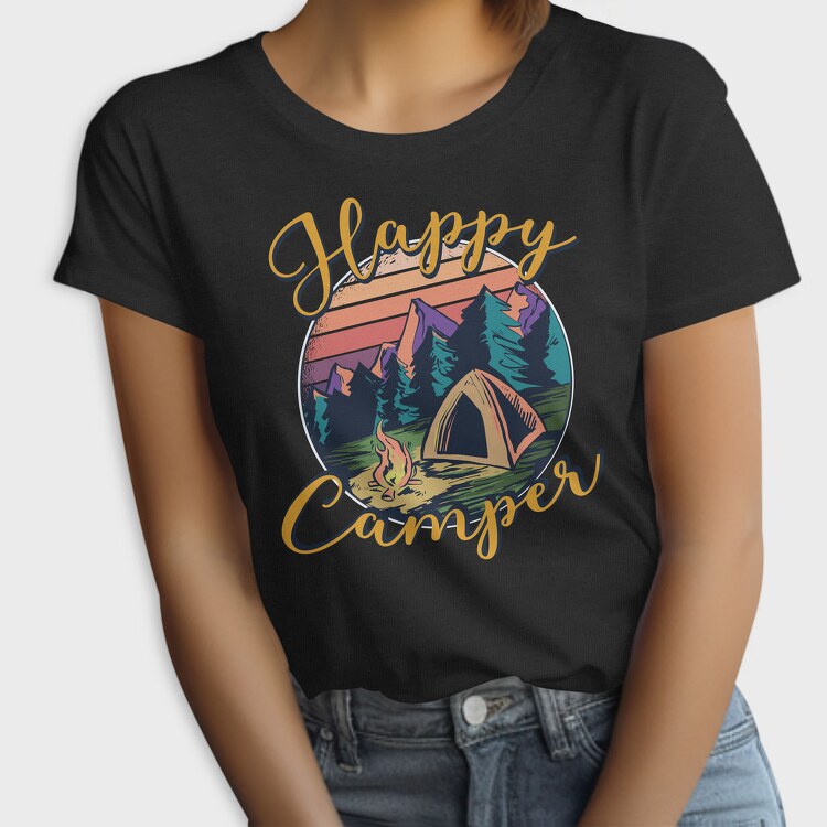 Happy Camper Lettering Only Request, Tricou Femei
