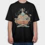 Frog Musician Magic Bard Cottage, Tricou Oversize Barbati (Unisex)