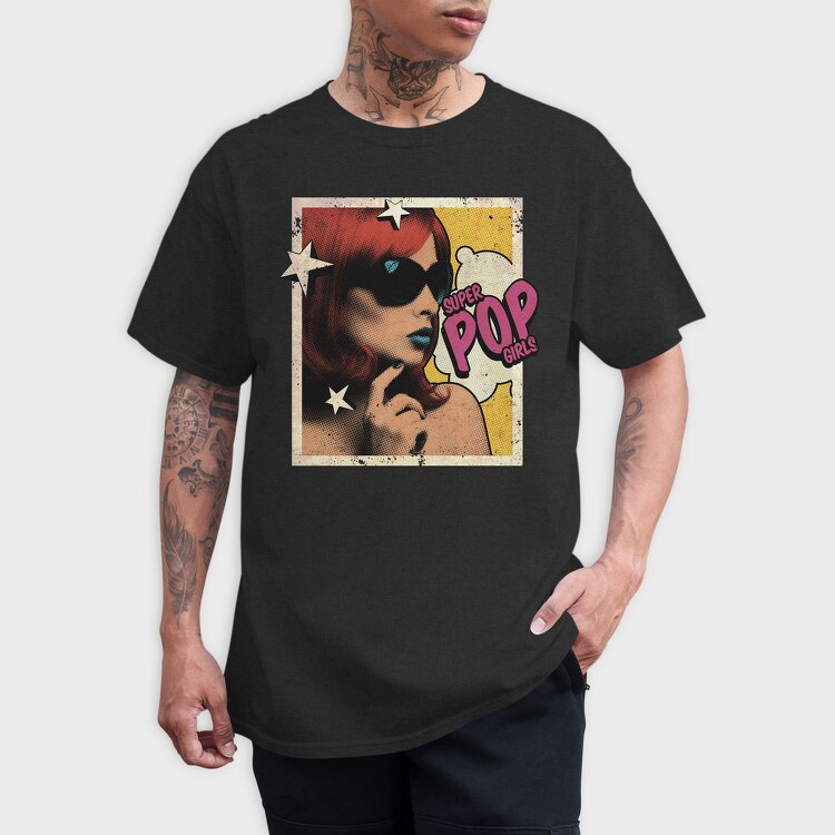 Pop Art Woman With Sunglasses Tote Super Pop, Tricou Barbati (Unisex)