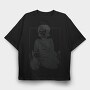 Skeleton Girl And Cat, Tricou Oversize Barbati (Unisex)
