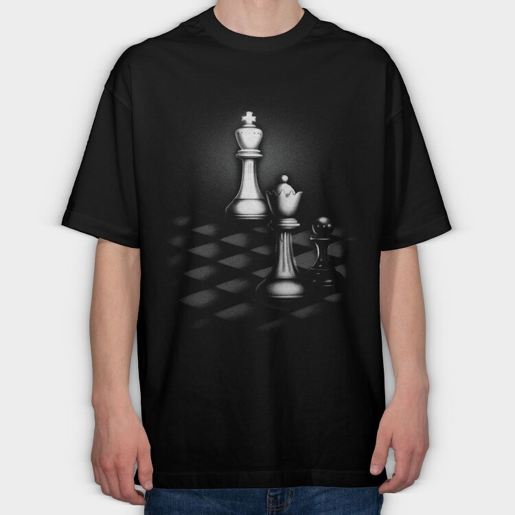 Chess Pieces In The Shadows, Tricou Oversize Barbati (Unisex)