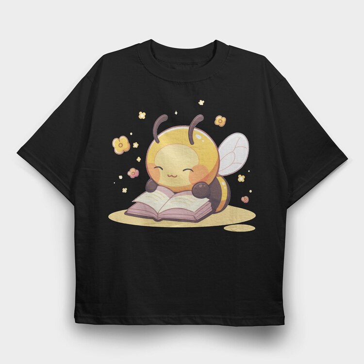 Bee Reading Cute, Tricou Oversize Barbati (Unisex)