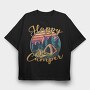 Happy Camper Lettering Only Request, Tricou Oversize Barbati (Unisex)