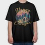 Happy Camper Lettering Only Request, Tricou Oversize Barbati (Unisex)