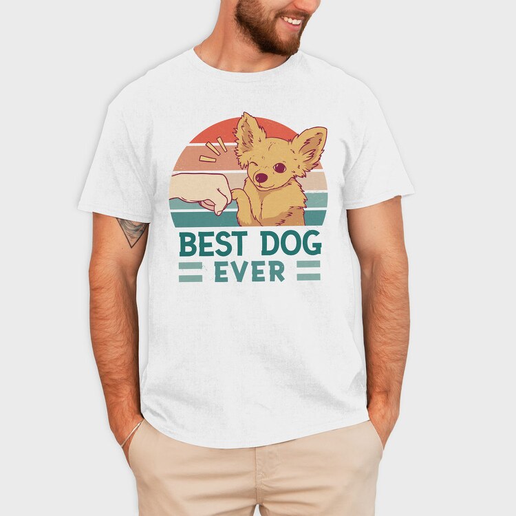 Dog And Human Retro Sunset Best Ever, Tricou Barbati (Unisex)