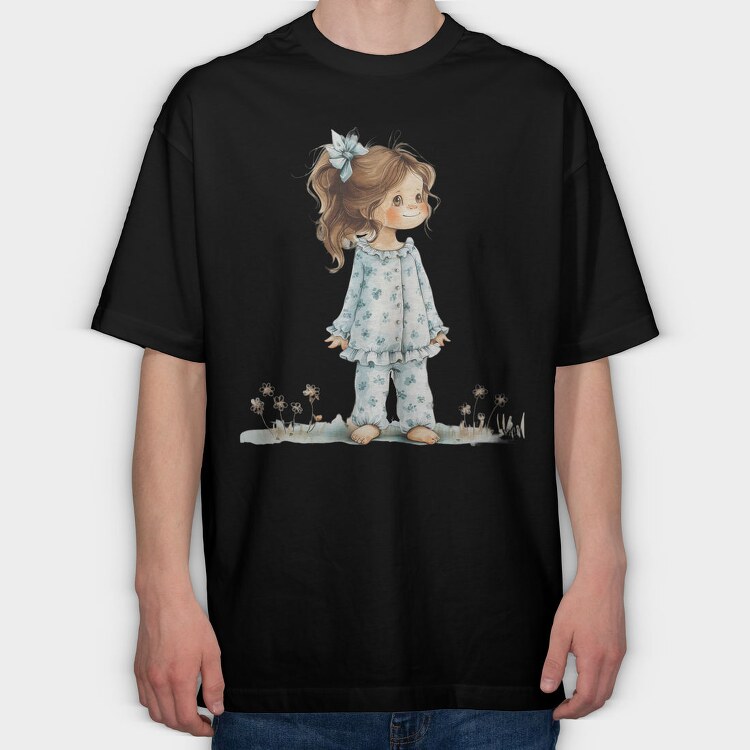 Vintage Flower Girl, Tricou Oversize Barbati (Unisex)