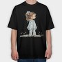 Vintage Flower Girl, Tricou Oversize Barbati (Unisex)