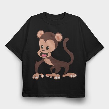 Chibi Monkey Fun, Tricou Oversize Barbati (Unisex)