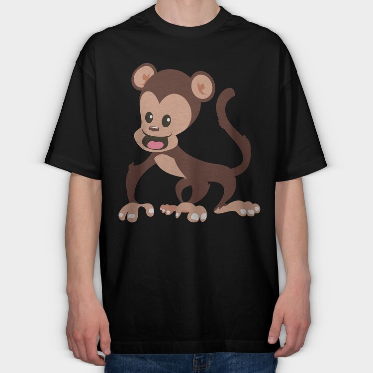 Chibi Monkey Fun, Tricou Oversize Barbati (Unisex)