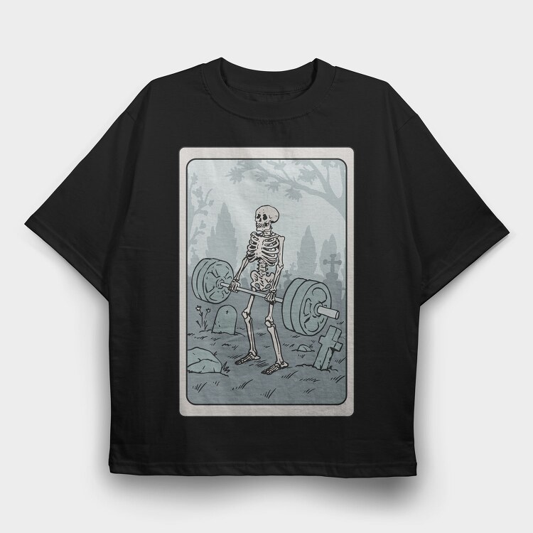 Skeleton Gym Deadlifting Humor, Tricou Oversize Barbati (Unisex)
