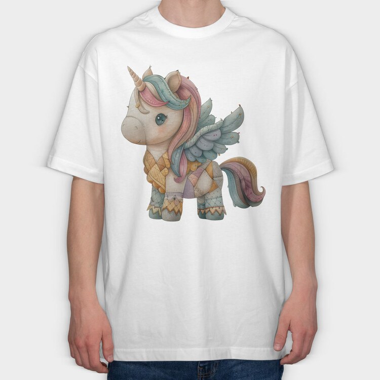 Unicorn Patchwork Mood, Tricou Oversize Barbati (Unisex)