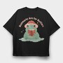 Frog Reading Book Cute, Tricou Oversize Barbati (Unisex)