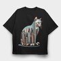 Chicago Skyline Cat, Tricou Oversize Barbati (Unisex)