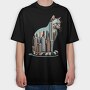 Chicago Skyline Cat, Tricou Oversize Barbati (Unisex)