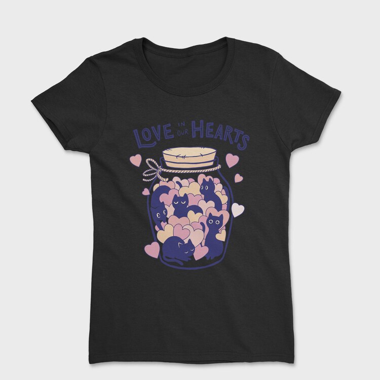 Love in Our Hearts Cats Jar, Tricou Femei