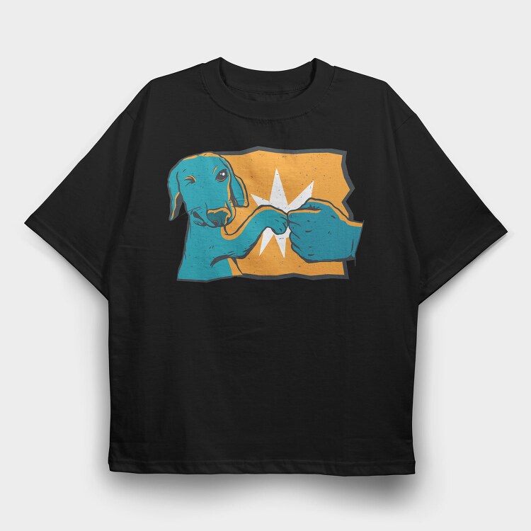 Dog Fist Bump Like Bro, Tricou Oversize Barbati (Unisex)