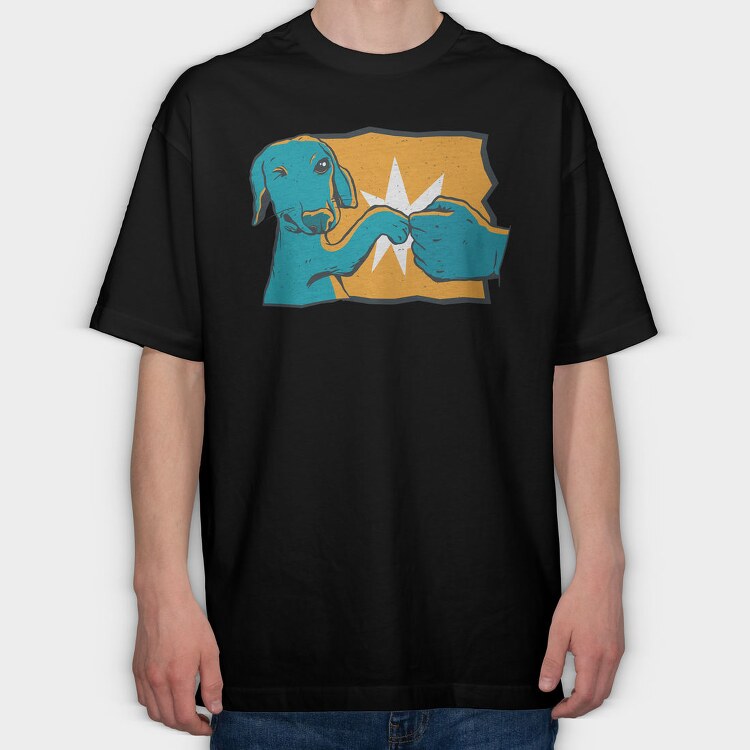 Dog Fist Bump Like Bro, Tricou Oversize Barbati (Unisex)