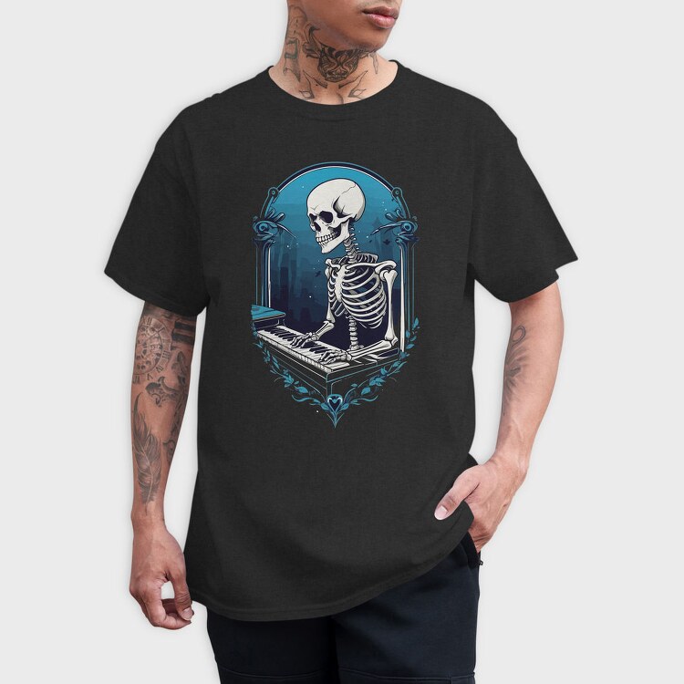 Skeleton Pianist Piano, Tricou Barbati (Unisex)