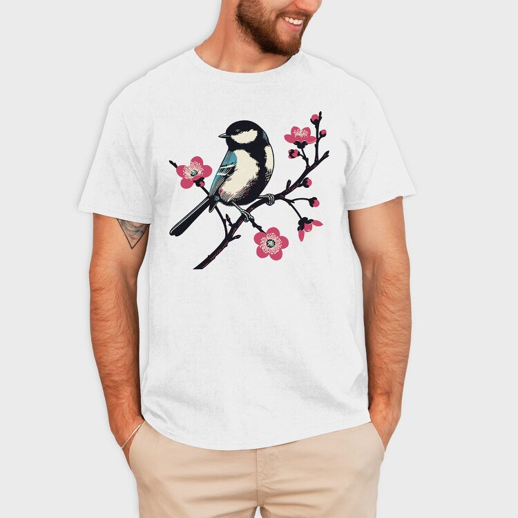 Chickadee On Blossom, Tricou Barbati (Unisex)