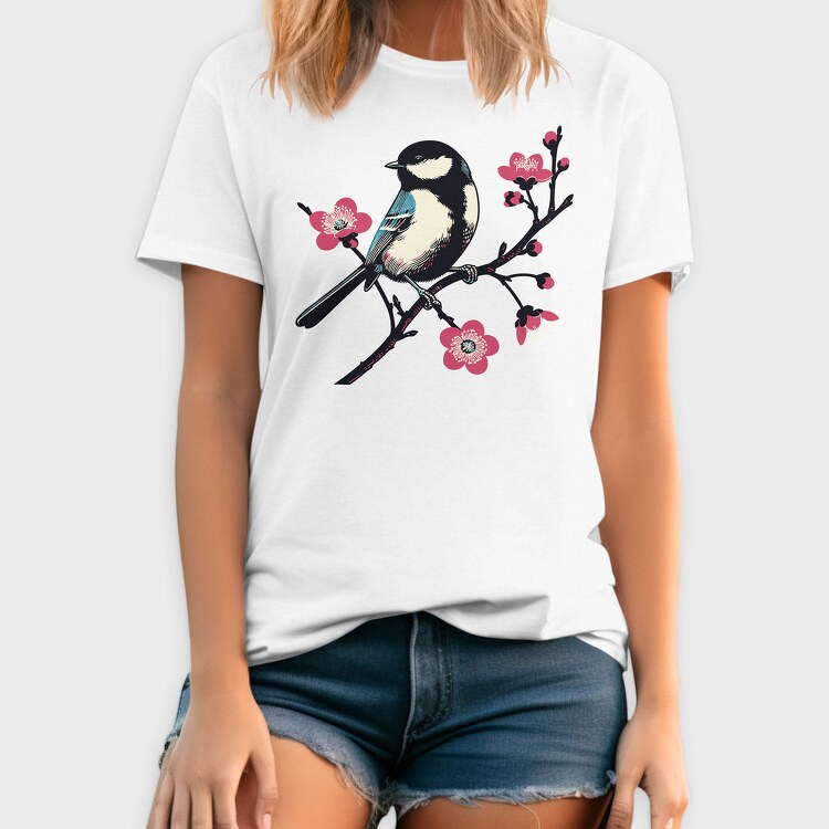 Chickadee On Blossom, Tricou Barbati (Unisex)