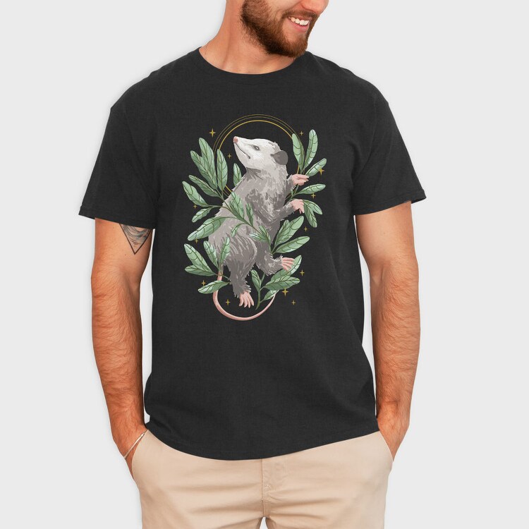 Possum Animal With Mystical Leaves, Tricou Barbati (Unisex)