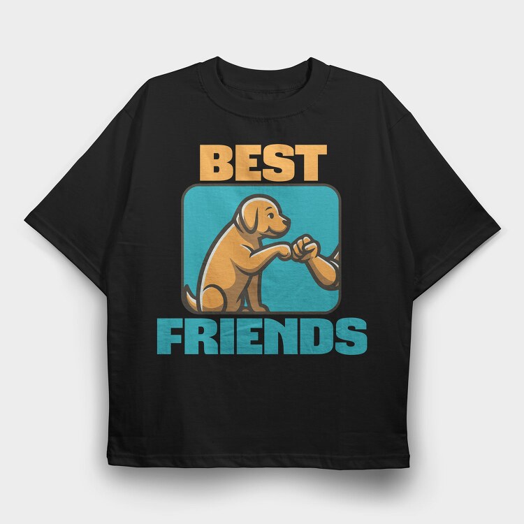 Dog Human Friendship Best Friends, Tricou Oversize Barbati (Unisex)