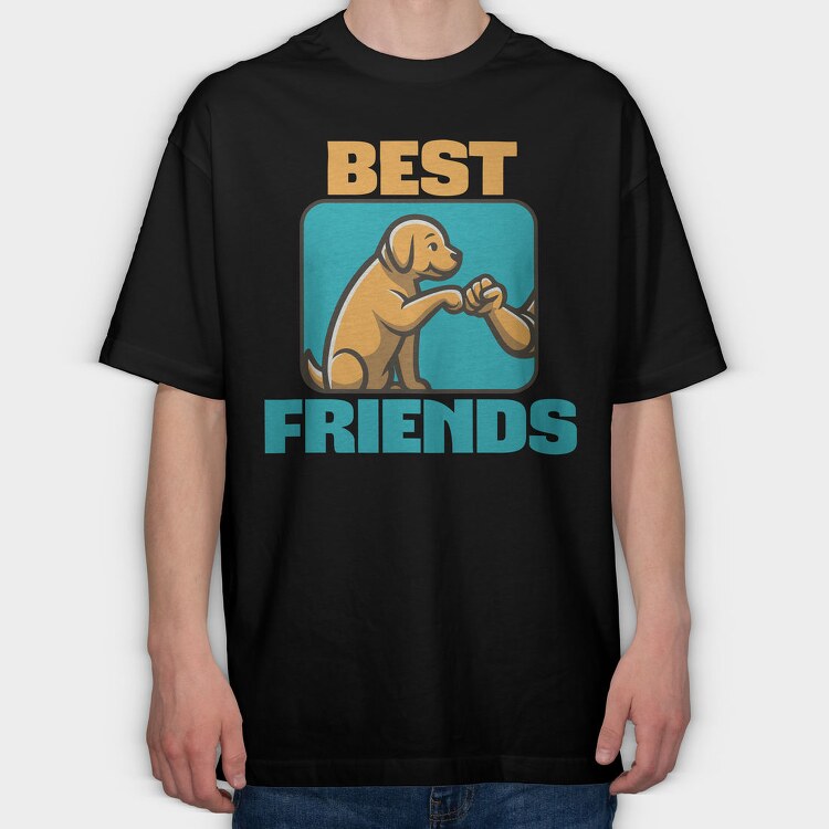 Dog Human Friendship Best Friends, Tricou Oversize Barbati (Unisex)