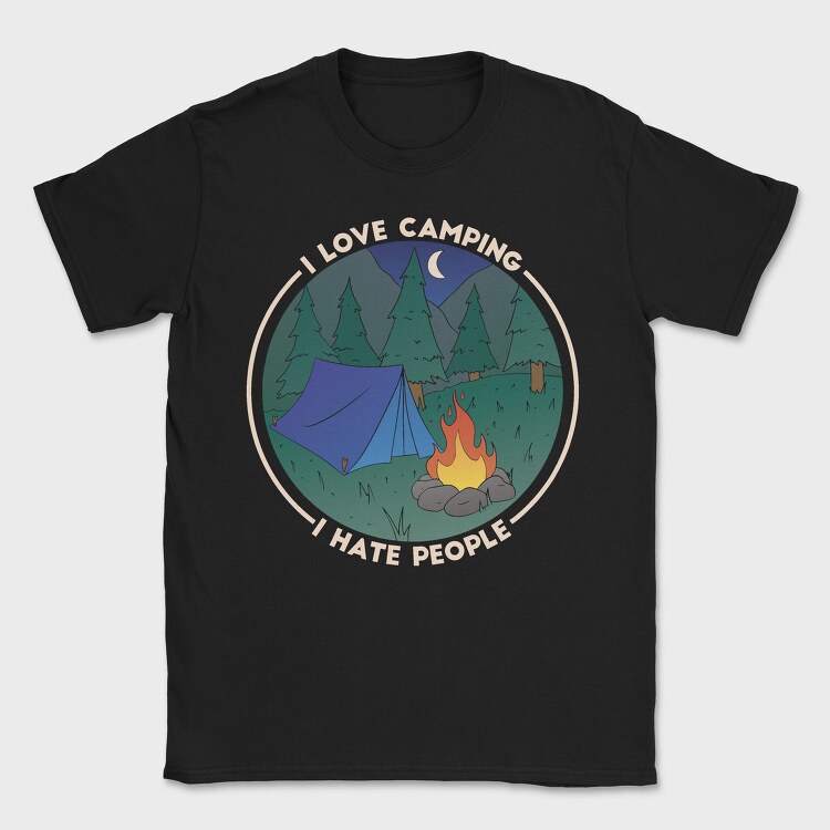 Love Camping Hate People, Tricou Barbati (Unisex)