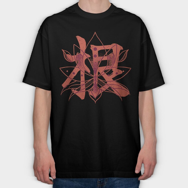Lotus Flower Red Character Japanese, Tricou Oversize Barbati (Unisex)