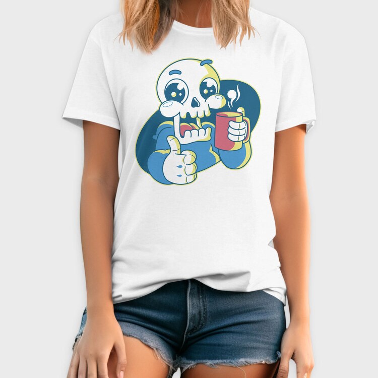 Skeleton Reaper Drinking Grim Coffee, Tricou Barbati (Unisex)