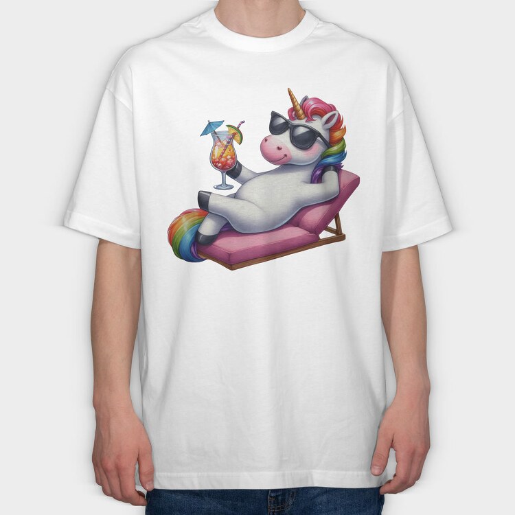 Unicorn Sunglasses Cocktail, Tricou Oversize Barbati (Unisex)