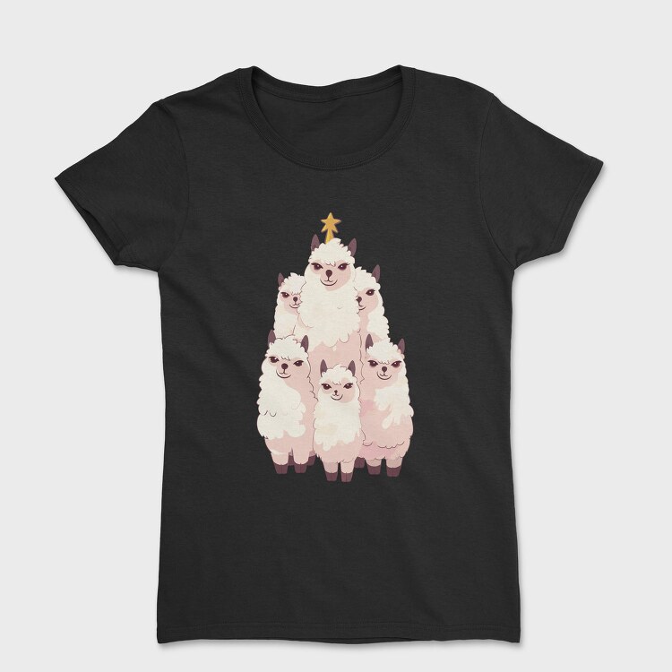 Llamas Christmas Tree, Tricou Femei