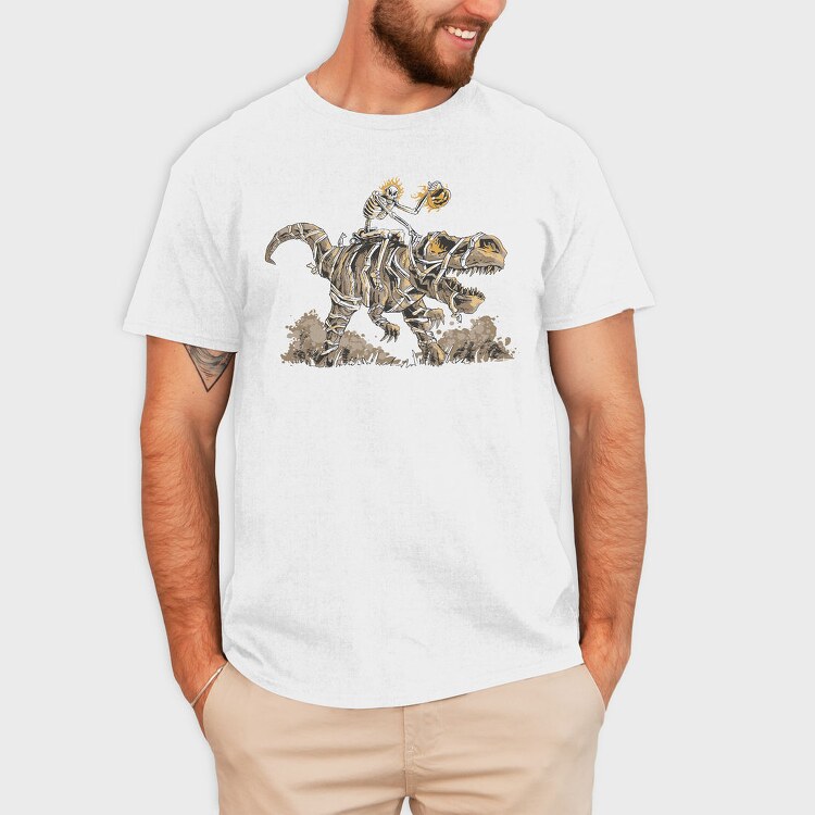 Skeleton Riding Mummy Dinosaur T Rex, Tricou Barbati (Unisex)
