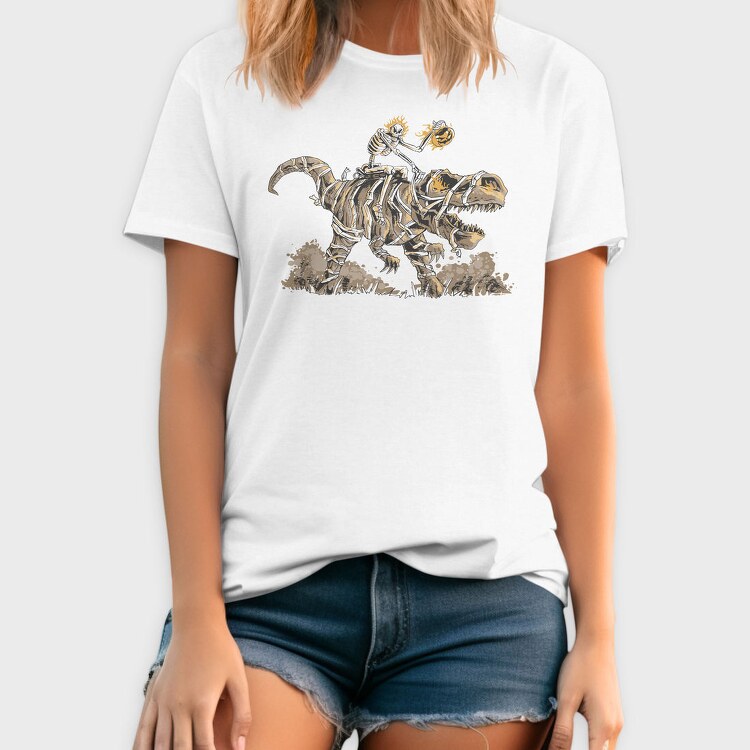 Skeleton Riding Mummy Dinosaur T Rex, Tricou Barbati (Unisex)