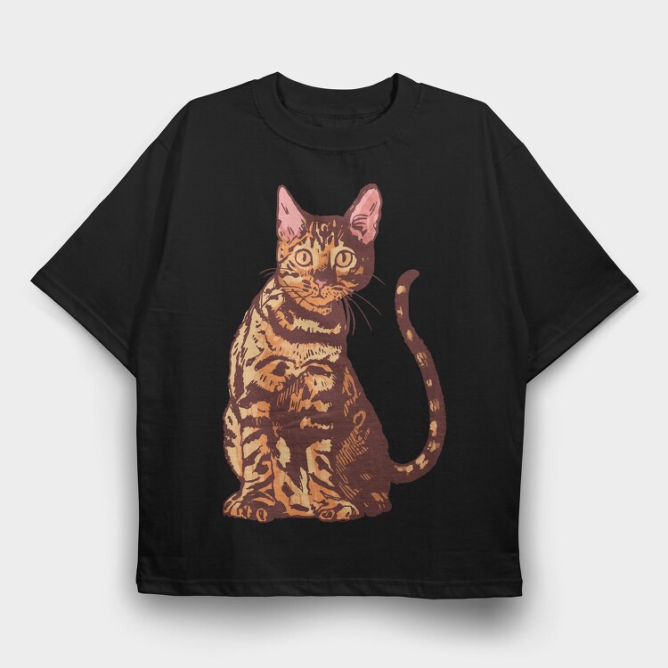 Bengal Cat Realistic, Tricou Oversize Barbati (Unisex)