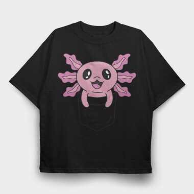 Happy Pocket Axolotl Animal, Tricou Oversize Barbati (Unisex)