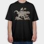 Skeleton Riding Mummy Dinosaur T Rex, Tricou Oversize Barbati (Unisex)