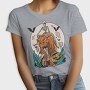 Skeleton Riding T Rex With Pumpkin, Tricou Femei
