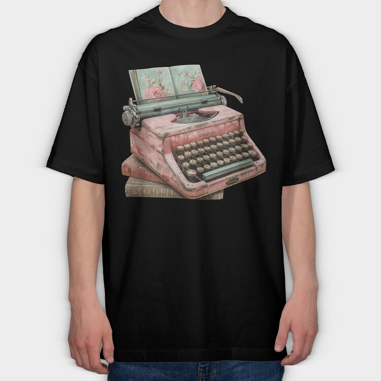 Typewriter Flowers Books, Tricou Oversize Barbati (Unisex)