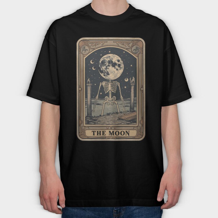 Vintage Moon Skeleton, Tricou Oversize Barbati (Unisex)