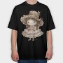 Vintage Charm Girl, Tricou Oversize Barbati (Unisex)