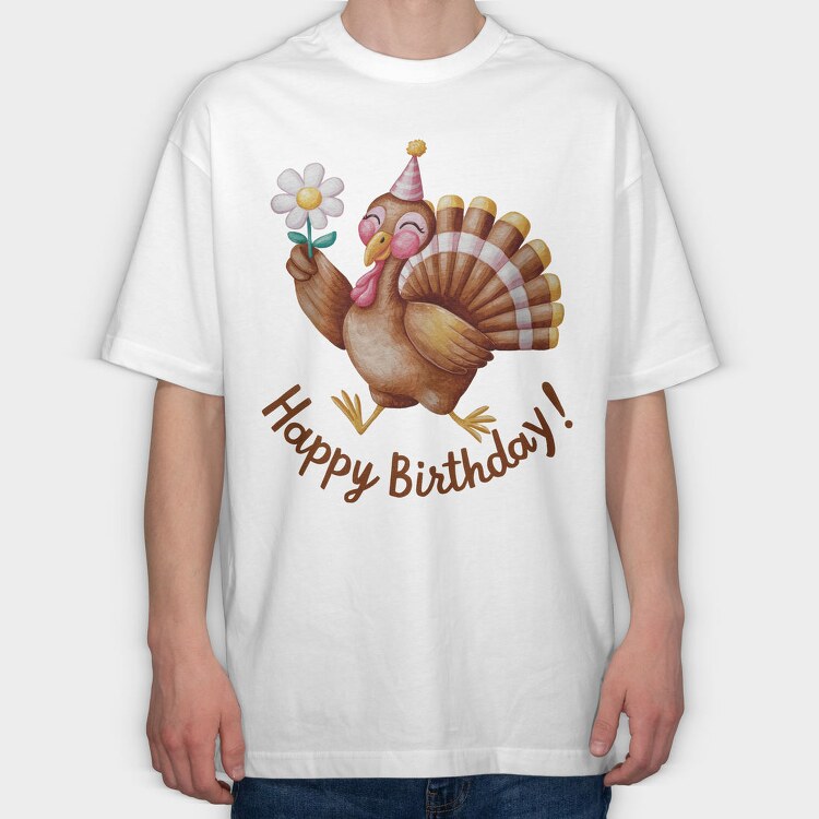Turkey Party Flower, Tricou Oversize Barbati (Unisex)