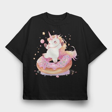 Happy Unicorn Donut, Tricou Oversize Barbati (Unisex)