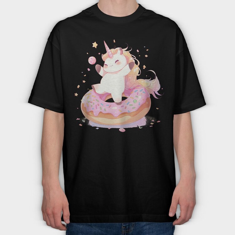 Happy Unicorn Donut, Tricou Oversize Barbati (Unisex)